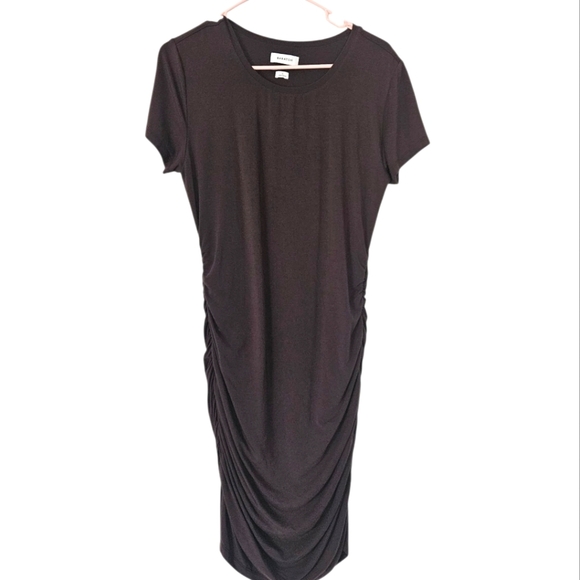 Aritzia Babaton Brown Double Fabric Countour Rouched Dress Size L - Picture 1 of 8